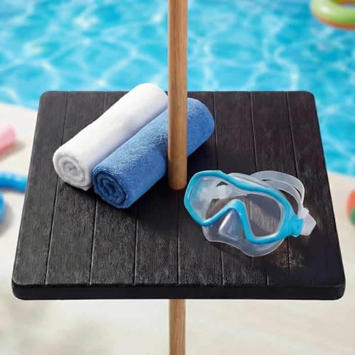 wikiwiki 21'' Adjustable Umbrella Table Top with Hole, HDPE Patio Table Umbrella Tray, Design for 1.5in Patio Umbrella Pole, for Lawn, Deck, Garden Use, Backyard & Pool, Black by wikiwiki - Used - Very Good condition - US$28.21