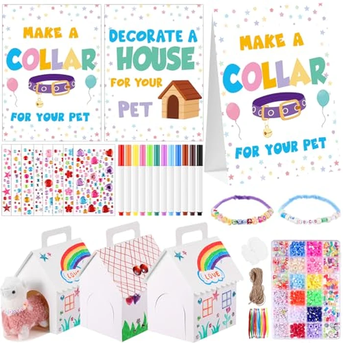 Aoriher 181 Pcs Adopt a Puppy Include 18 White Dog House Boxes with Holes Adoption Sign Make a Collar for Your Pet Decorate a House for Your Pet and More for Dog Party Supplies by Aoriher - Used - Like New condition