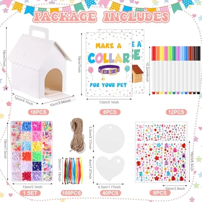Aoriher 181 Pcs Adopt a Puppy Include 18 White Dog House Boxes with Holes Adoption Sign Make a Collar for Your Pet Decorate a House for Your Pet and More for Dog Party Supplies by Aoriher - Image 3