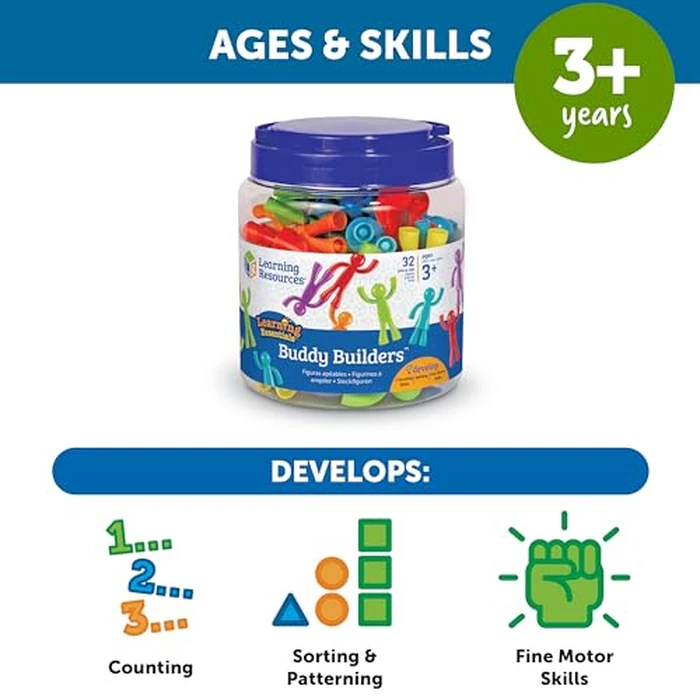Learning Resources Buddy Builders, Fine Motor, Hand Eye Coordination Toy, 32 Pieces, Ages 3+ by Learning Resources - Image 6