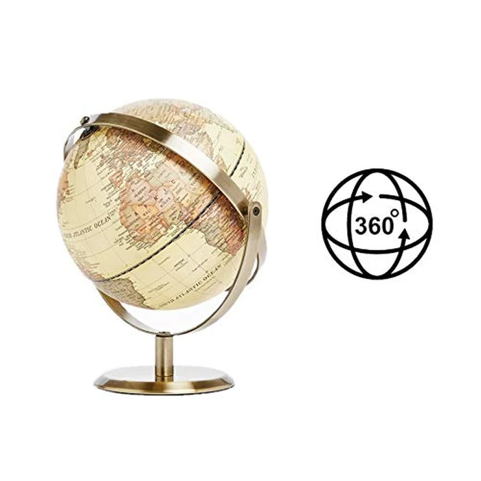Exerz 8" (20cm) Antique Globe Metal Arc and Base Bronzed Color - English Map - World Globe All Direction 360 degrees Rotating - Mordern Map with Antique Look by Exerz - Image 7