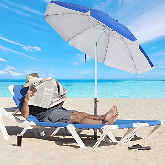 SONGMICS 7 FT Fiberglass Patio Umbrella, Heavy Duty Sports Umbrella, Beach Umbrella, Blue UGPU07BUV2 by SONGMICS - Image 2