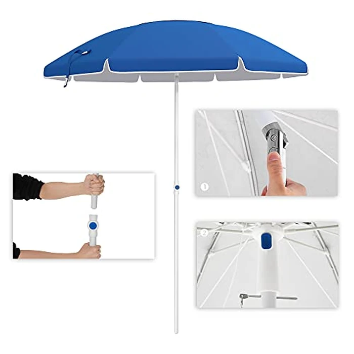 SONGMICS 7 FT Fiberglass Patio Umbrella, Heavy Duty Sports Umbrella, Beach Umbrella, Blue UGPU07BUV2 by SONGMICS - Image 5