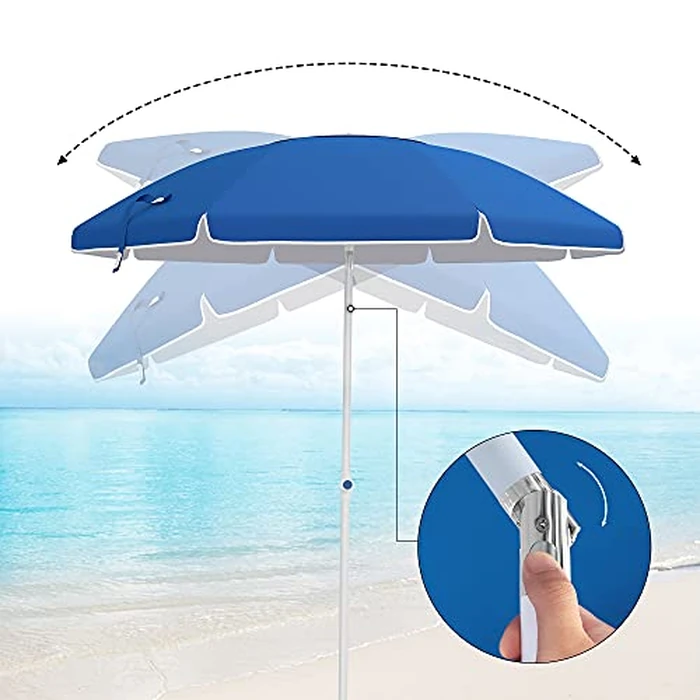 SONGMICS 7 FT Fiberglass Patio Umbrella, Heavy Duty Sports Umbrella, Beach Umbrella, Blue UGPU07BUV2 by SONGMICS - Image 6