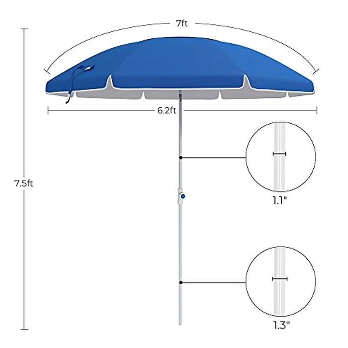 SONGMICS 7 FT Fiberglass Patio Umbrella, Heavy Duty Sports Umbrella, Beach Umbrella, Blue UGPU07BUV2 by SONGMICS - Image 7