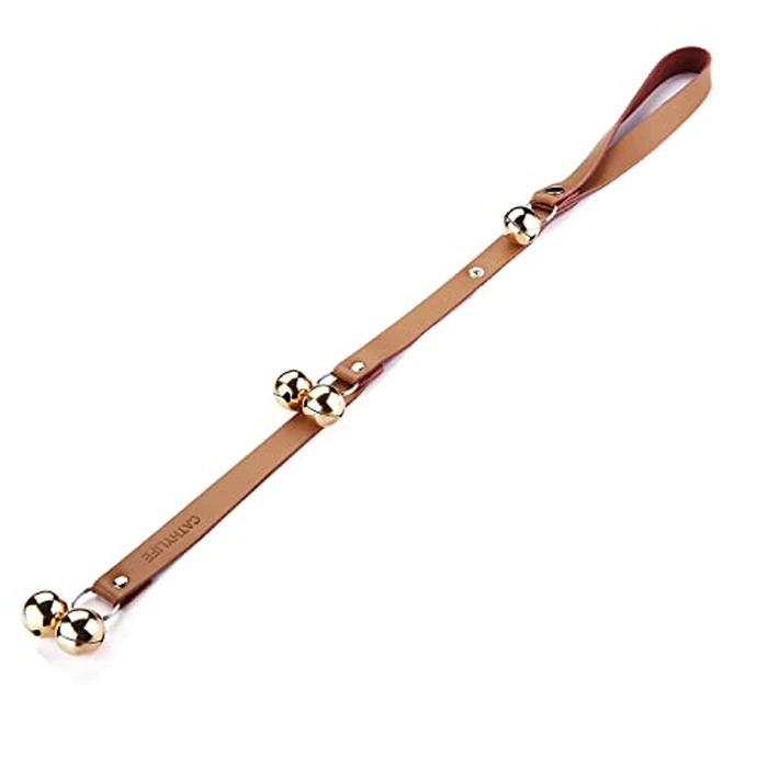 CATHYLIFE Leather Dog Doorbells for Door Knob, Adjustable Brass Potty Training Bells for Puppy to Go Outside, Easy Dog Door Bell for Potty Training by CATHYLIFE - Used - Very Good condition - US$14.62