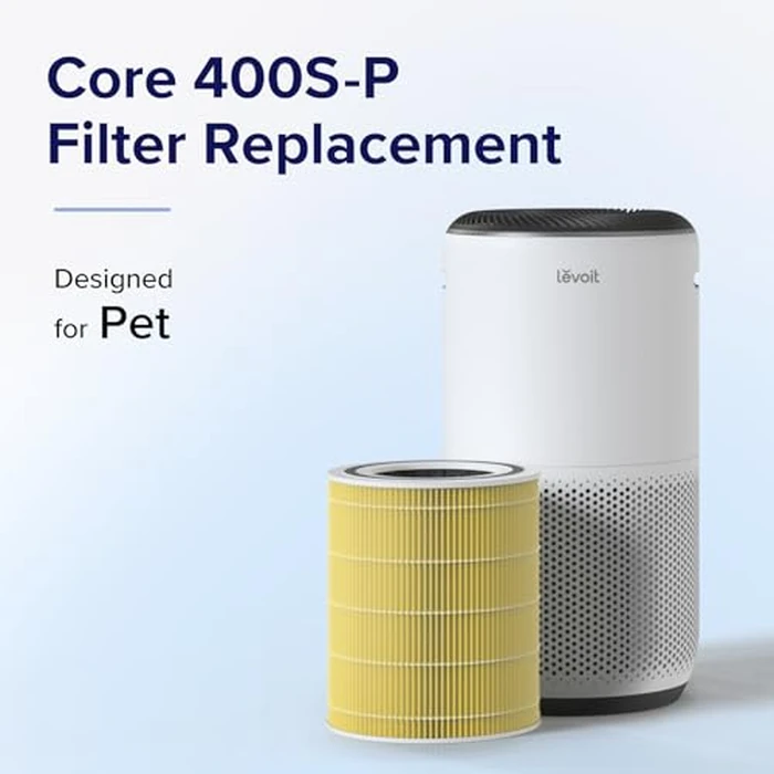 LEVOIT Genuine Core 400S-P Air Purifier Pet Allergy Replacement Filter, Supports HEPA Sleep Mode, High-Efficiency Activated Carbon for Removal of Pollen, Allergen, Core 400S-RF-PA, 1 Pack, Yellow by Levoit - Image 1