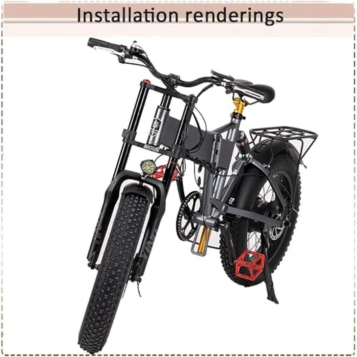 BUCKLOS 20 inch 4.0 Fat Tire E-Bike Air Suspension Fork, 180mm Travel Spacing Hub 135mm Straight Tube MTB Manual Lockout 9mm QR Mountain Bike Double Shoulder Electric Bicycle Front Forks Snow Beach by BUCKLOS - Image 6