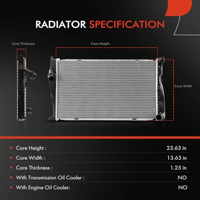A-Premium Engine Coolant Radiator Assembly Compatible with BMW 335i 07-13, 335i xDrive 09-13, 335is 11-13, 335xi 07-08, Z4 09-16, 135i, 1 Series M, Manual Transmission by A-premium - Image 2
