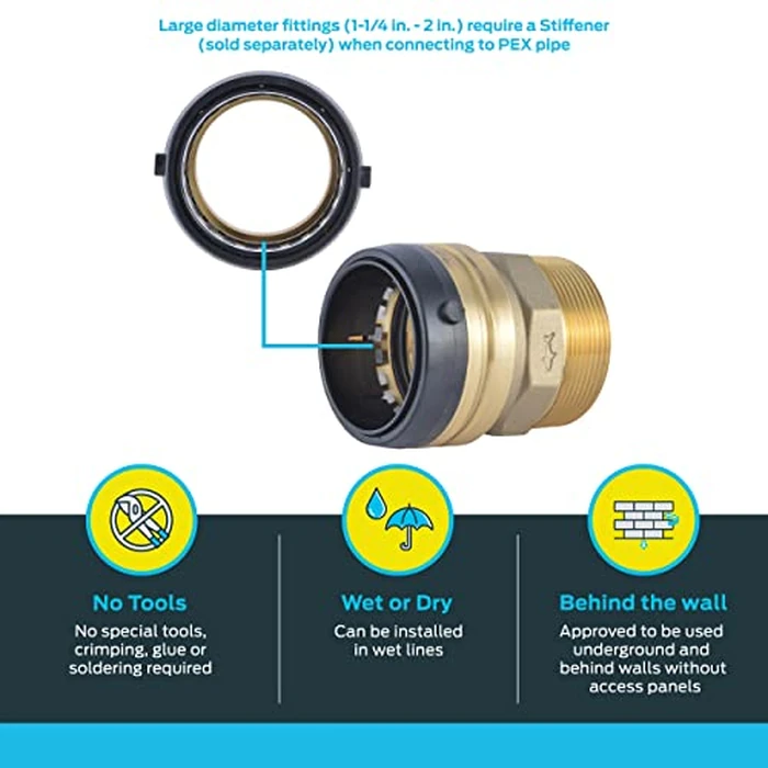 SharkBite 1 Inch MNPT Adapter, Pack of 6, Push to Connect Brass Plumbing Fitting, PEX Pipe, Copper, CPVC, PE-RT, HDPE, U140LF by SharkBite - Image 3