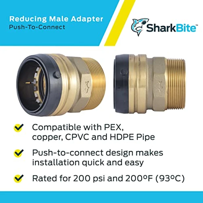 SharkBite 1 Inch MNPT Adapter, Pack of 6, Push to Connect Brass Plumbing Fitting, PEX Pipe, Copper, CPVC, PE-RT, HDPE, U140LF by SharkBite - Image 4