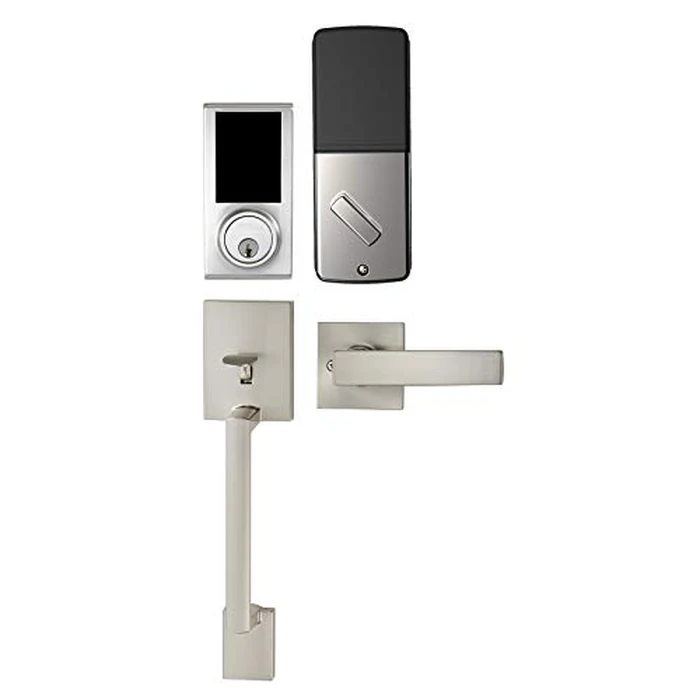 Amazon Basics Grade 3 Electronic Touchscreen Deadbolt Door Keypad Lock with Handleset, Satin Nickel Finish, 133mm H Uppper x 294.5mmL Lower by Amazon Basics - Used - Very Good condition - US$46.22