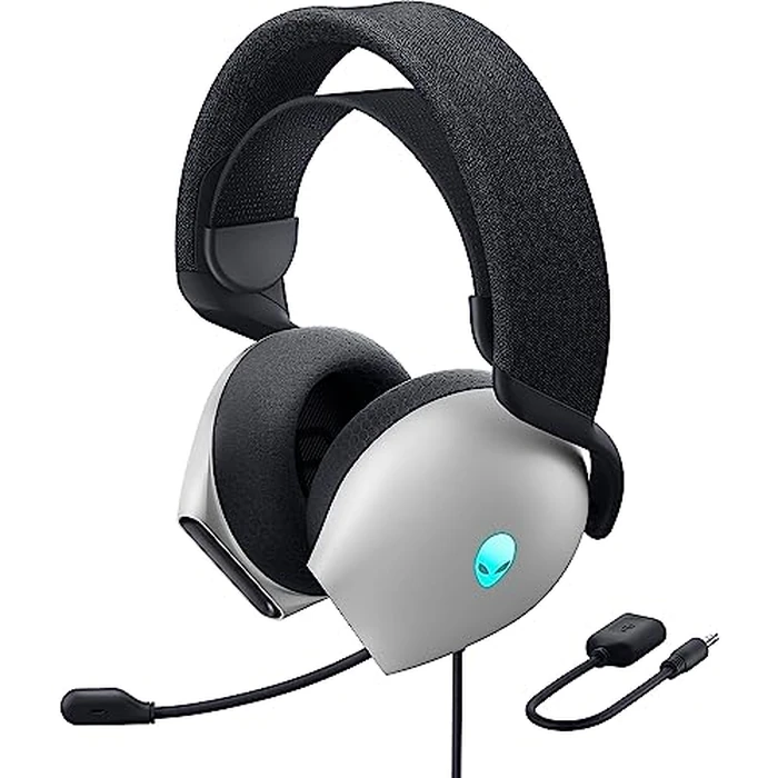 Alienware AW520H Wired Gaming Headset - Dolby Atmos, Unidirectional, AlienFX 16.8 Million RGB Colors, Microphone Mute, Volume On-headset Controls, 40mm Hi-Res Certified - Lunar Light by Alienware - Used - Acceptable condition - US$45.99