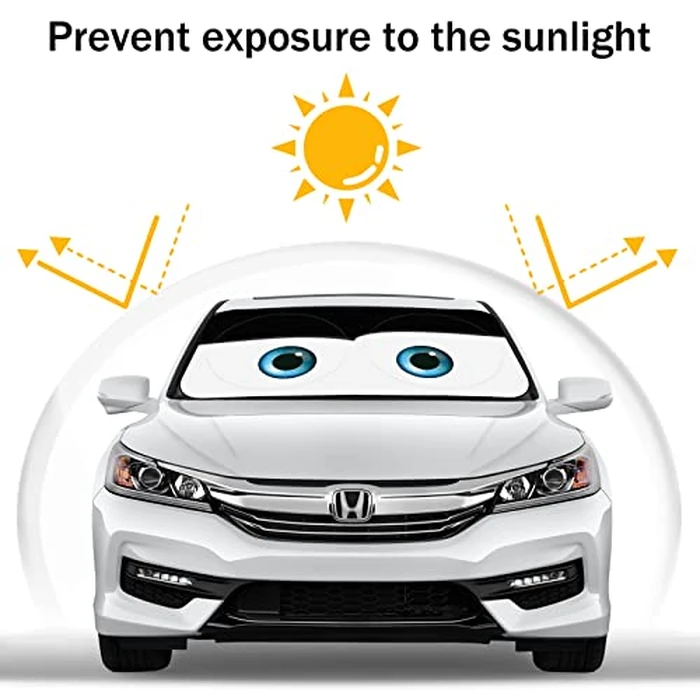 Car Windshield Sun Shade, Funny Eyes Sun Visor for Car Windshield, Wear-Resistant Black Tape, Foldable 59‘’x27.5‘’/63''x31.5'' by eygeufg - Image 6