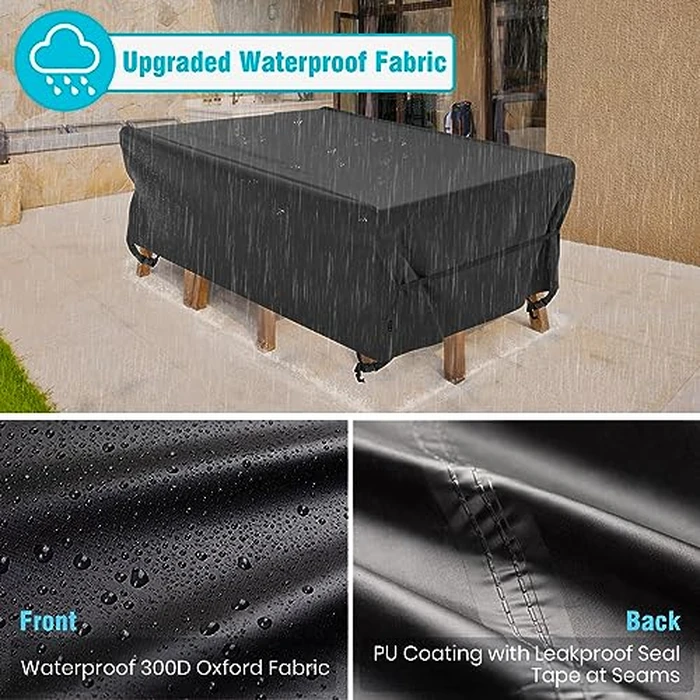 Velway Patio Table Chairs Set Cover Square Waterproof 74"Lx47"Wx28"H Outdoor Bistro Dining Set Cover Ultra Windproof UV-Resistant by Velway - Image 3