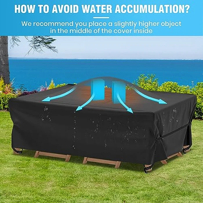 Velway Patio Table Chairs Set Cover Square Waterproof 74"Lx47"Wx28"H Outdoor Bistro Dining Set Cover Ultra Windproof UV-Resistant by Velway - Image 5