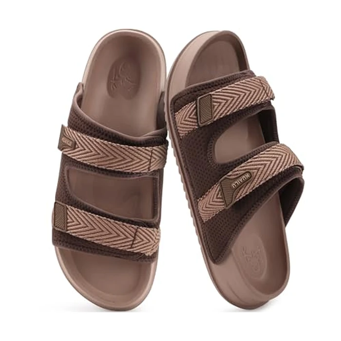 KuaiLu Mens Casual Sandals Comfortable Orthopedic Arch Support Plantar Fasciitis Summer Beach Sport Walking Shoes Recovery Memory Foam Cushion Slides Slip On Slippers Indoor Outdoor Brown Size 10 by KuaiLu - Used - Like New condition