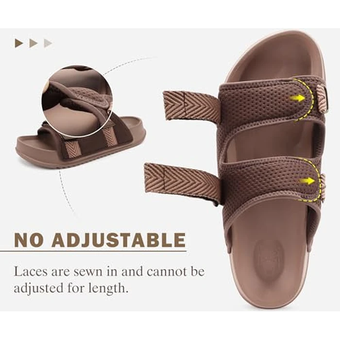 KuaiLu Mens Casual Sandals Comfortable Orthopedic Arch Support Plantar Fasciitis Summer Beach Sport Walking Shoes Recovery Memory Foam Cushion Slides Slip On Slippers Indoor Outdoor Brown Size 10 by KuaiLu - Image 7