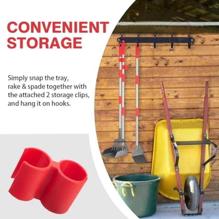 FUSBUNTY Pooper Scooper, Long Handle Dog Pooper Scooper, Heavy Duty Stainless Steel Rake with Tray & Spade Set for Pet Waste Removal, for Grass, Dirt or Gravel by FUSBUNTY - Image 6