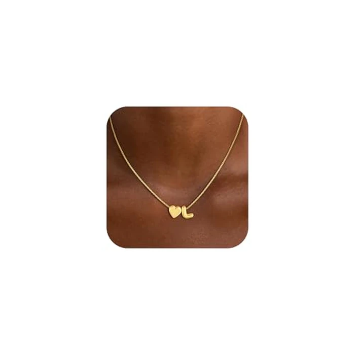 Decholly Initial Necklaces for Women Girls Kids, 14K Gold Plated Bubble Heart Initial L Letter Necklace Teen Girls Gifts Trendy Stuff Birthday Gifts for 5 6 7 8 9 10 11 Year Old Girl Gift by Decholly - Used - Very Good condition - US$12.81