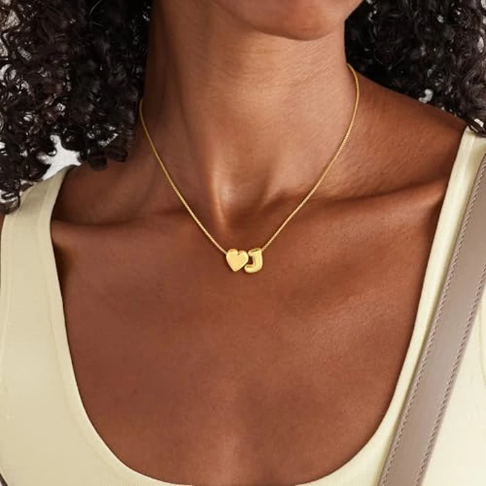 Decholly Initial Necklaces for Women Girls Kids, 14K Gold Plated Bubble Heart Initial L Letter Necklace Teen Girls Gifts Trendy Stuff Birthday Gifts for 5 6 7 8 9 10 11 Year Old Girl Gift by Decholly - Image 5