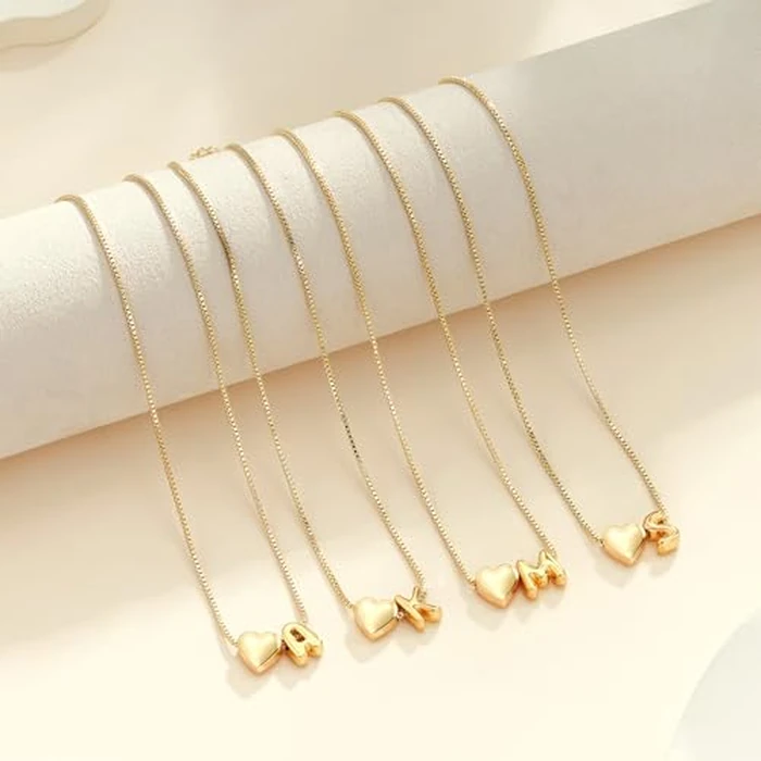 Decholly Initial Necklaces for Women Girls Kids, 14K Gold Plated Bubble Heart Initial L Letter Necklace Teen Girls Gifts Trendy Stuff Birthday Gifts for 5 6 7 8 9 10 11 Year Old Girl Gift by Decholly - Image 6