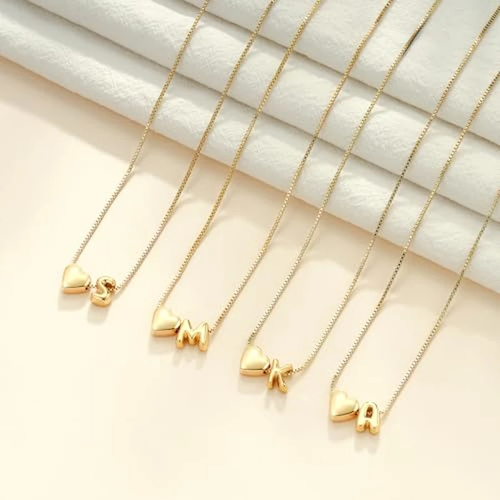 Decholly Initial Necklaces for Women Girls Kids, 14K Gold Plated Bubble Heart Initial L Letter Necklace Teen Girls Gifts Trendy Stuff Birthday Gifts for 5 6 7 8 9 10 11 Year Old Girl Gift by Decholly - Image 7