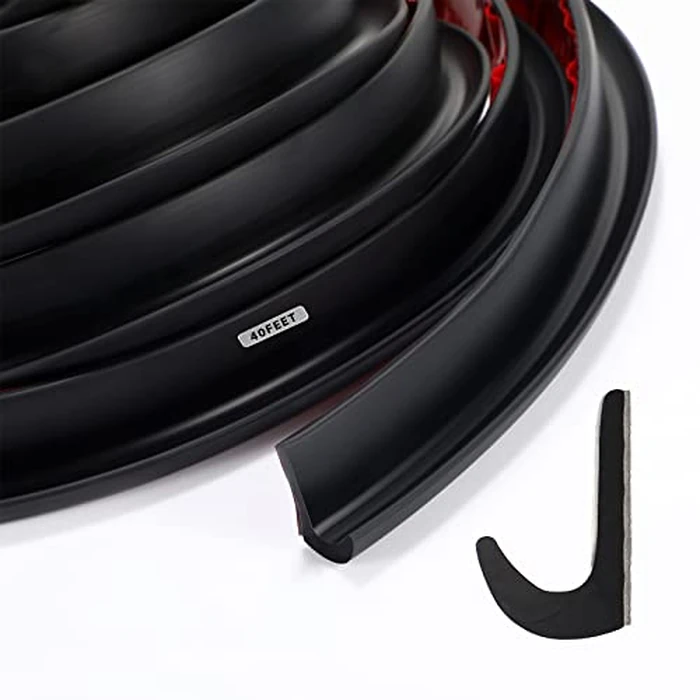 Tondiamo 40 ft Rv Rain Gutter 1/2 Inch Plastic Drip Rail PVC Strip Roof Rain Diverter, Adhesive Backing, Flexible J Shape Rv Trim Molding for Car Van Door Motorhome (Black) by Tondiamo - Image 1