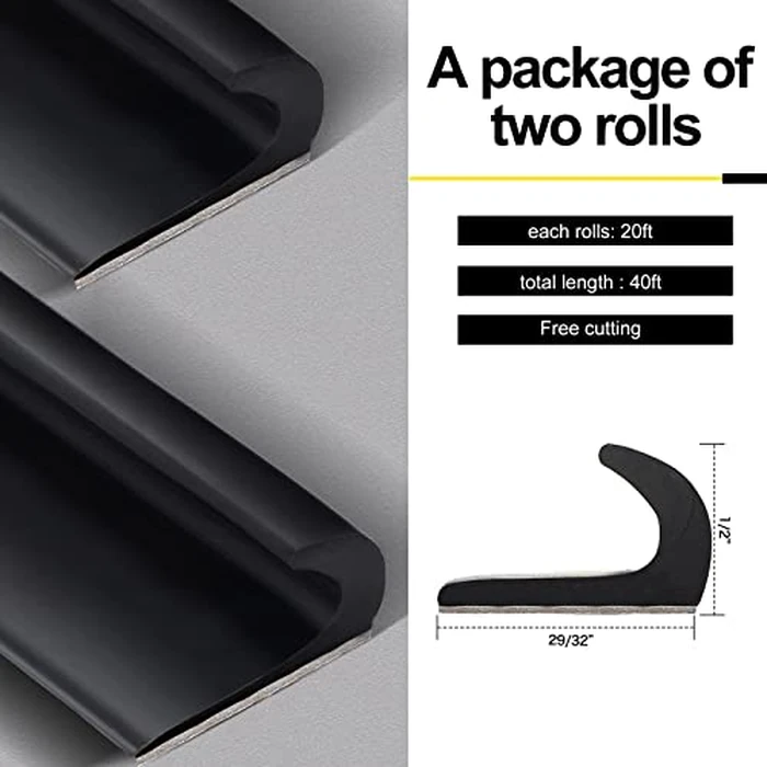 Tondiamo 40 ft Rv Rain Gutter 1/2 Inch Plastic Drip Rail PVC Strip Roof Rain Diverter, Adhesive Backing, Flexible J Shape Rv Trim Molding for Car Van Door Motorhome (Black) by Tondiamo - Image 3