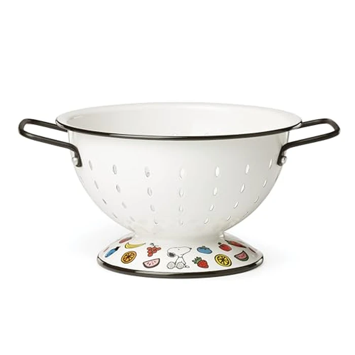Lenox Home And Kitchen, Chef Snoopy Colander, Enameled Stainless Steel Material, Dishwasher Safe, Colander For Kitchen, Vegetable & Pasta Strainer, Sink Strainer, Chef Snoopy Design (White, 1 Piece) by Lenox - Image 1