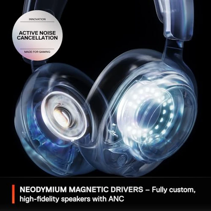 SteelSeries Arctis Nova Pro Wireless Multi-System Gaming Headset - Neodymium Magnetic Drivers - Active Noise Cancellation - Infinity Power System - Gen 2 Mic - PC, PS5, PS4, Switch, Mobile - White by SteelSeries - Image 4