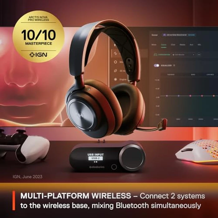SteelSeries Arctis Nova Pro Wireless Multi-System Gaming Headset - Premium Hi-Fi Drivers - Active Noise Cancellation - Infinity Power System - ClearCast Gen 2 Mic - PC, PS5, PS4, Switch, Mobile by SteelSeries - Image 2