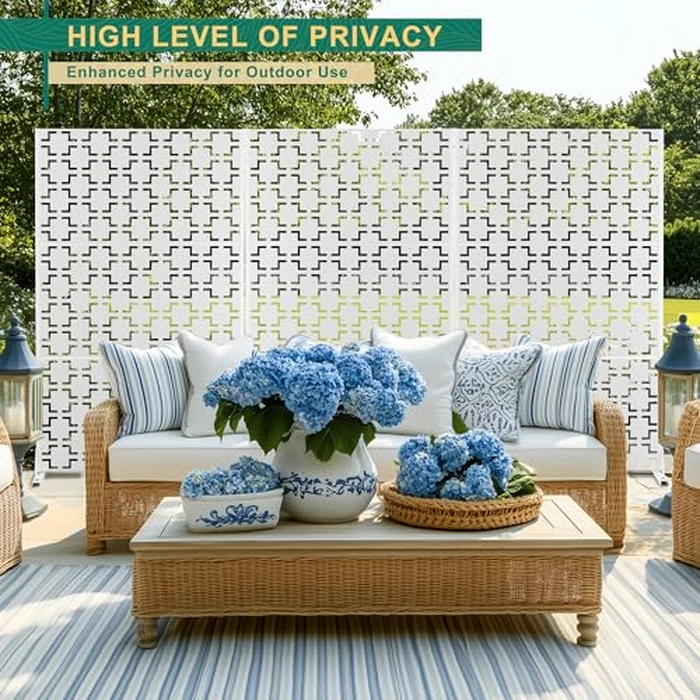72" Hx47" W Metal Privacy Screen Outdoor Privacy Screen Freestanding, Outdoor Privacy Screens and Panels for Patio Lawn Deck(Consists of 3 Panels) by TUYOHW - Image 3