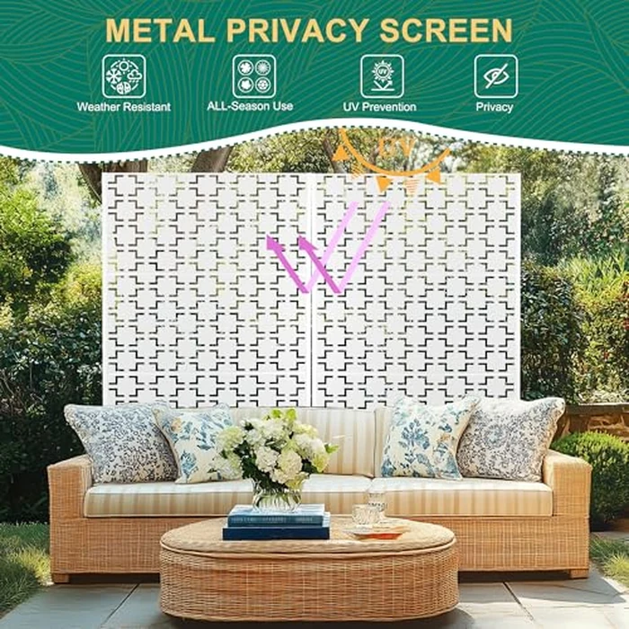 72" Hx47" W Metal Privacy Screen Outdoor Privacy Screen Freestanding, Outdoor Privacy Screens and Panels for Patio Lawn Deck(Consists of 3 Panels) by TUYOHW - Image 6