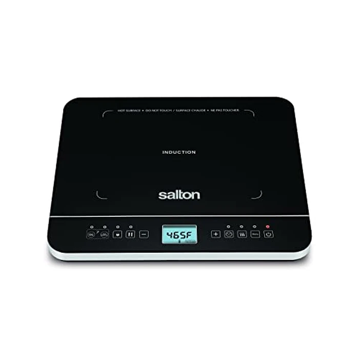 Salton Portable Induction Cooktop with Temperature Probe | 1500W | 10 Cooking Levels (60 degreesC to 240 degreesC) | Crystal Glass Top | Keep Warm Function | Timer w/ Auto Shut-Off | 100% Canadian-owned & operated by Salton - Used - Acceptable condition