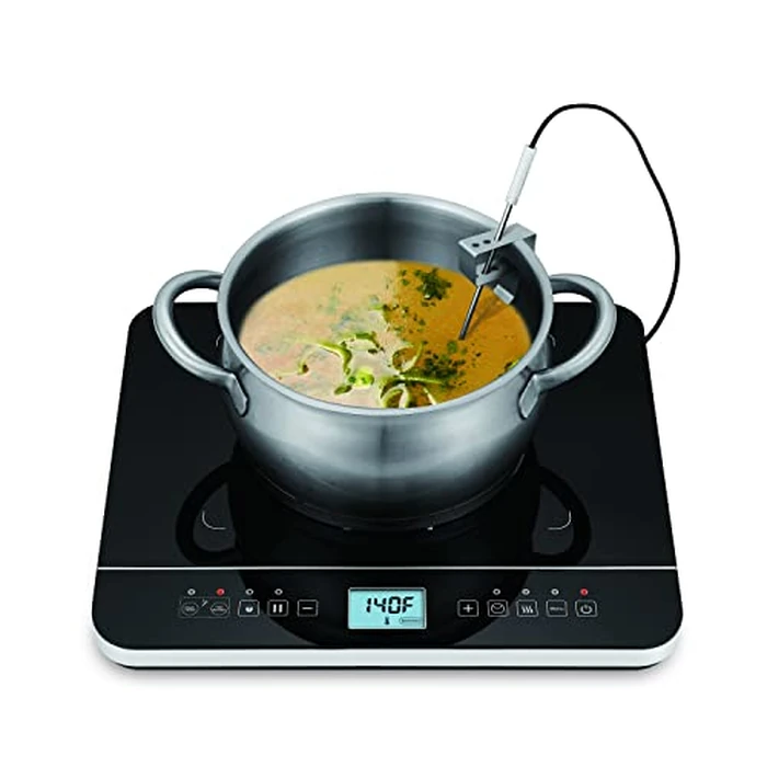 Salton Portable Induction Cooktop with Temperature Probe | 1500W | 10 Cooking Levels (60 degreesC to 240 degreesC) | Crystal Glass Top | Keep Warm Function | Timer w/ Auto Shut-Off | 100% Canadian-owned & operated by Salton - Image 3