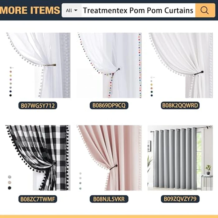 White Blackout Curtains for Living Room 95 inch Energy Saving Window Curtains Pom Pom Thermal Curtains Triple Weave Nursery Girl's Room Curtains 52" W Rod Pocket 1 Pair by Treatmentex - Image 8