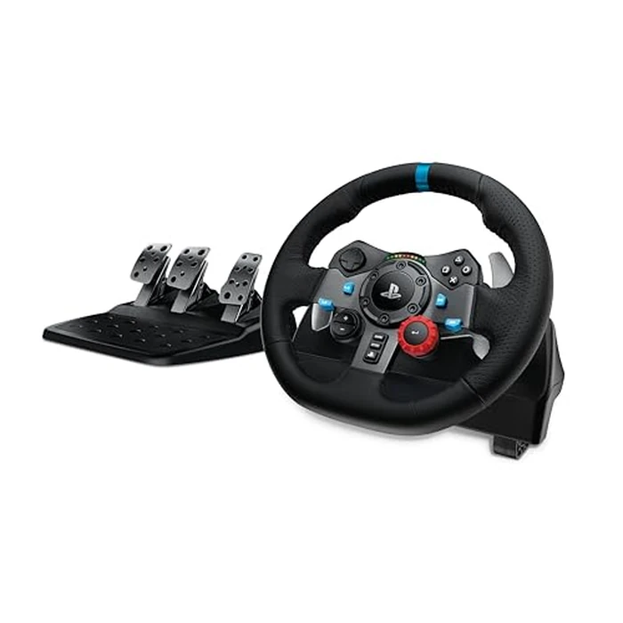 Logitech G29 Driving Force Racing Wheel and Floor Pedals, Real Force Feedback, Stainless Steel Paddle Shifters, Leather Steering Wheel Cover for PS5, PS4, PC, Mac - Black by Logitech G - Image 1