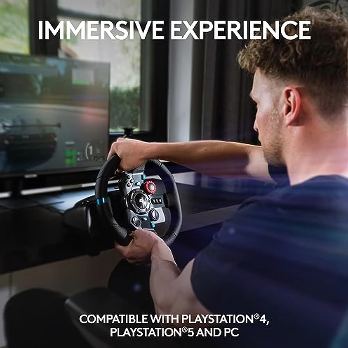 Logitech G29 Driving Force Racing Wheel and Floor Pedals, Real Force Feedback, Stainless Steel Paddle Shifters, Leather Steering Wheel Cover for PS5, PS4, PC, Mac - Black by Logitech G - Image 3