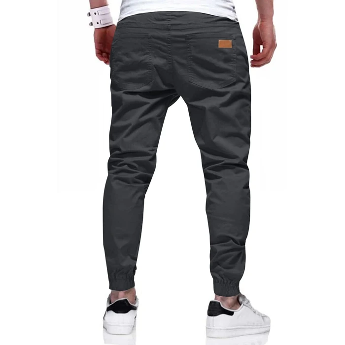 JMIERR Mens Casual Joggers Pants - Cotton Drawstring Chino Cargo Pants Hiking Outdoor Twill Track Jogging Sweatpants Travel Essentials Pants with Pockets for Men, 2XL, C Dark Grey by JMIERR - Image 2