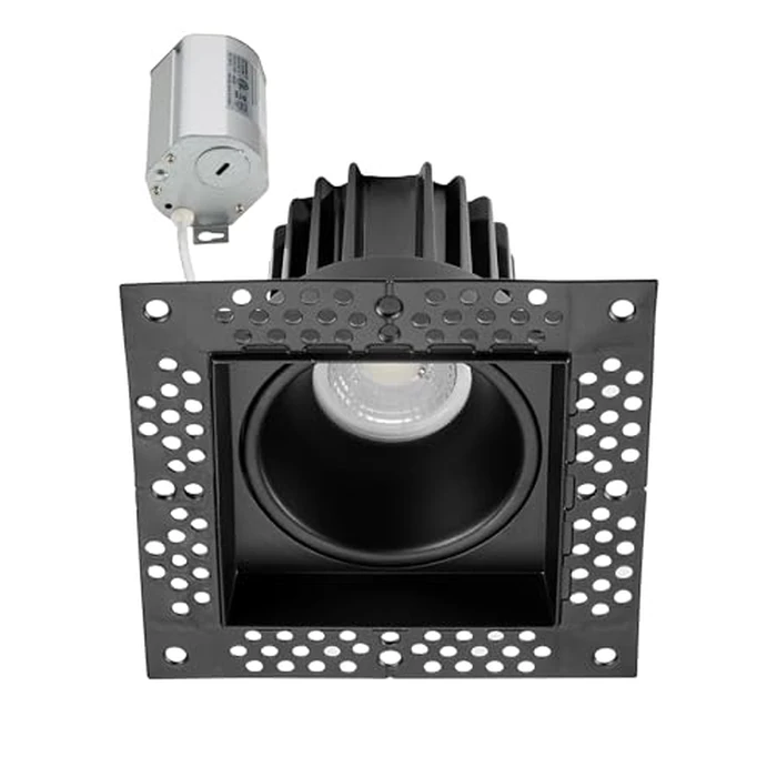 Maxxima 2” Trimless Ultra-Thin Recessed Anti-Glare LED Downlight Canless IC Rated 600 Lumens 5 Color Temperature Selectable 2700K/3000K/3500K/4000K/5000K Dimmable 5 CCT Black Square Slim J-Box Incl by Maxxima - Image 1