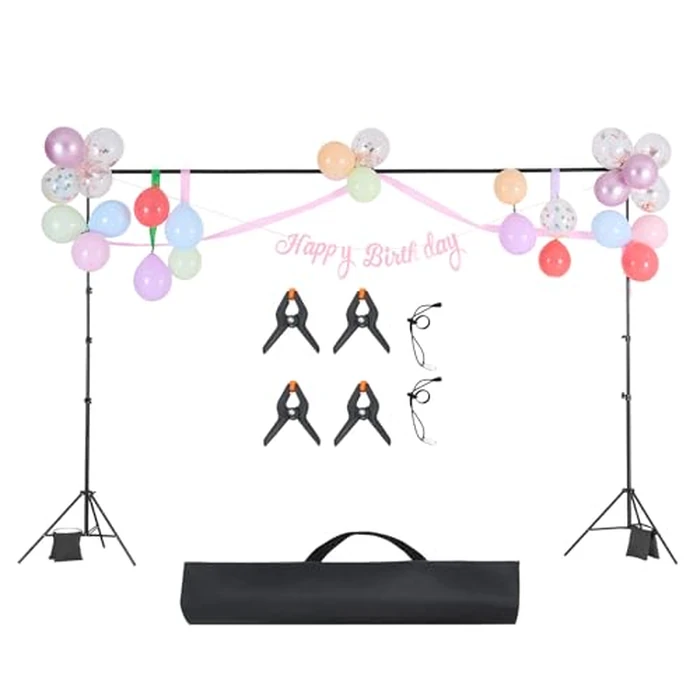 VEVOR Backdrop Stand, 10 x 10 ft Adjustable Photo Backdrop Stand Kit, Portable Background with 4 Crossbars, Heavy Duty Projector Screen , for Wedding, Photo Video Studio & Party by VEVOR - Image 2