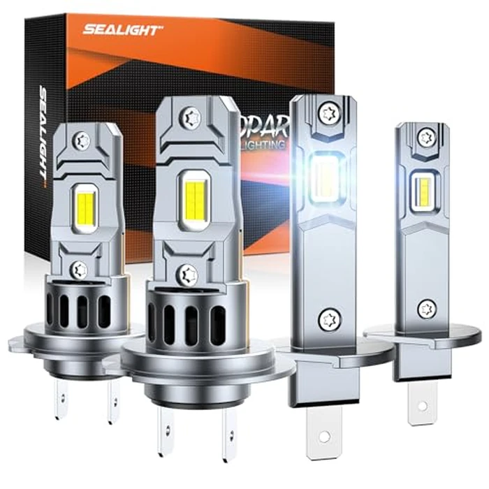 SEALIGHT H1 H7 Bulbs Combo, 100,000LM LED Fog Lights with 14000RPM Cooling Fan, Plug-N-Play, Pack of 4 by SEALIGHT - Used - Like New condition