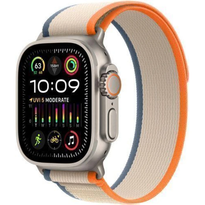 Apple Watch Ultra 2 (Cellular + GPS) - 64GB - 49mm - Titanium Titanium Case with Orange/Beige Textile Trail Loop Band - One Size by Apple - Image 4