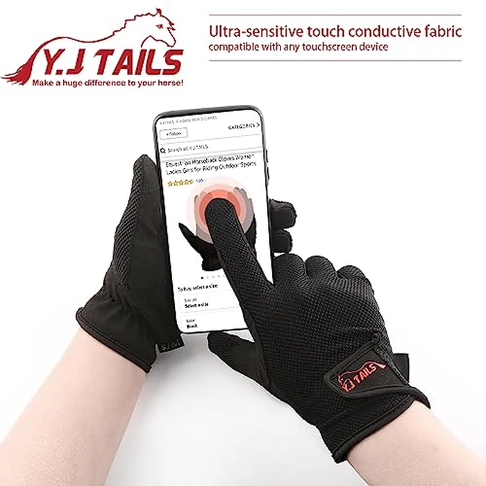 Y.J TAILS Womens Horse Riding Gloves Equestrian Women Ladies Girls (Large/XLarge Touchscreen) by Y.J TAILS - Image 2