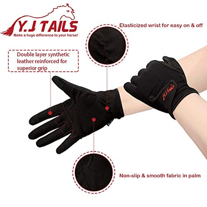 Y.J TAILS Womens Horse Riding Gloves Equestrian Women Ladies Girls (Large/XLarge Touchscreen) by Y.J TAILS - Image 3