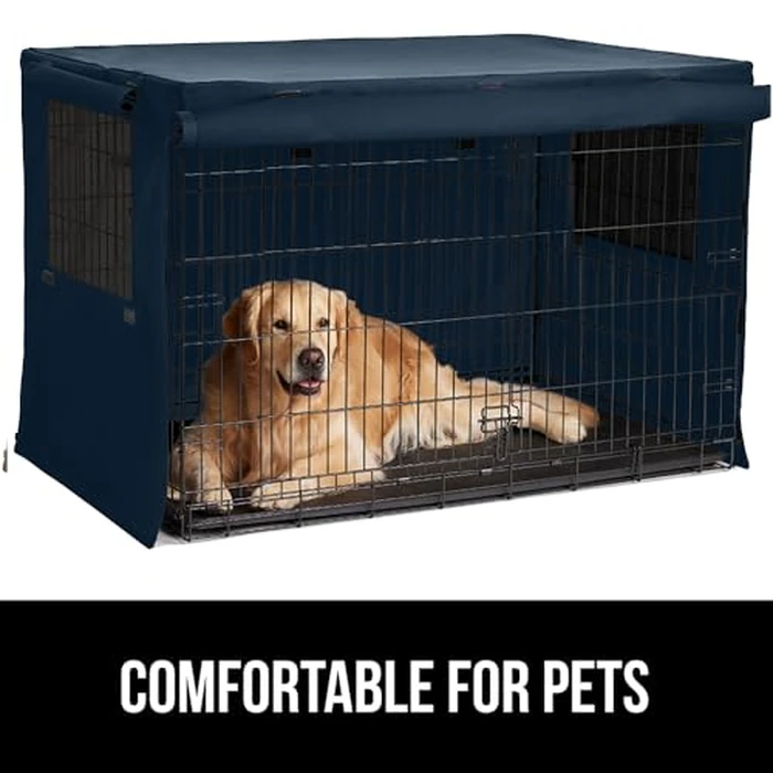 GORILLA GRIP Dog Crate Covers Compatible with Amazon Basics Dog Crates, All Sides Open, Privacy Cover Fits 36" Wire Kennel, Breathable Mesh Windows, Light Reducing Puppy Training Cage Topper, Navy by GORILLA GRIP - Image 9