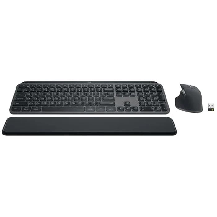 Logitech MX Keys S Combo - Performance Wireless Keyboard and Mouse with Palm Rest, Customizable Illumination, Fast Scrolling, Bluetooth, USB C, for Windows, Linux, Chrome, Mac - Graphite by Logitech - Used - Good condition