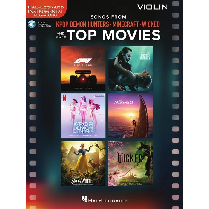 Songs from Kpop Demon Hunters, Minecraft, Wicked and More Top Movies: Violin Play-Along Book with Online Audio by Hal Leonard - Image 1
