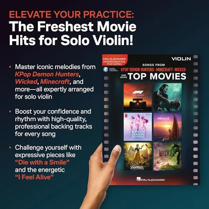 Songs from Kpop Demon Hunters, Minecraft, Wicked and More Top Movies: Violin Play-Along Book with Online Audio by Hal Leonard - Image 2